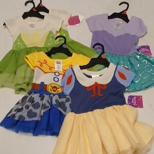 Set Of 5 12M-2T Disney Girls Dress-Up Pack — Yellow, Blue, Green, Purple, Teal